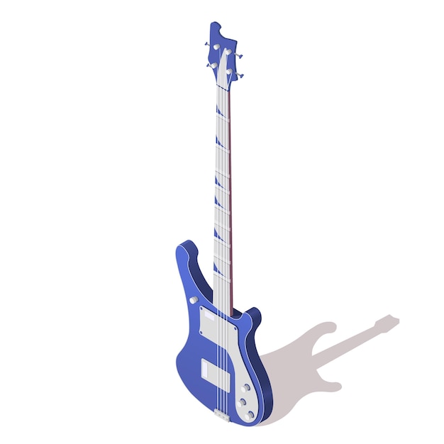 Instrument muzyczny gitara elektryczna izolowany na białym tle izometryczny element 3d w stylu projektowania wektorów na koncert Pokaż występy muzyczne Akustyczne urządzenie dźwiękowe przycisk sieci web Ilustracja wektorowa