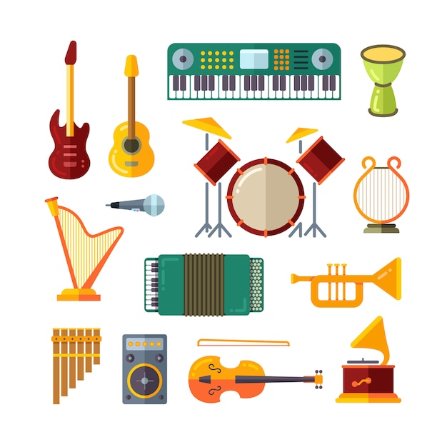 Plik wektorowy instrument muzyczny płaskie wektorowe ikony