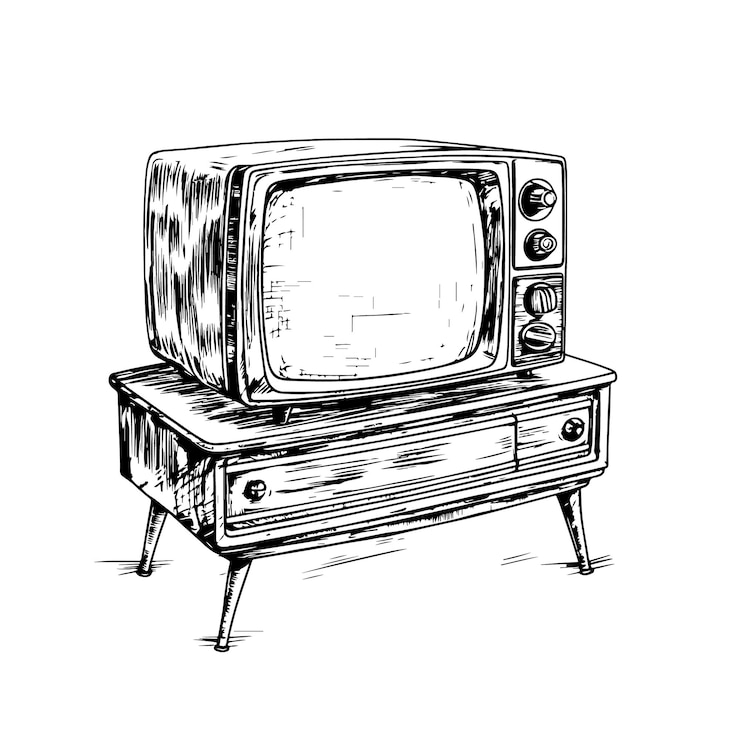 Wektor inteligentna telewizja wektor rysunek izolowana ręcznie rysowana grawerowana ilustracja stylu