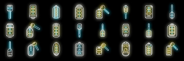 Inteligentne ikony kluczyków ustawić wektor neon