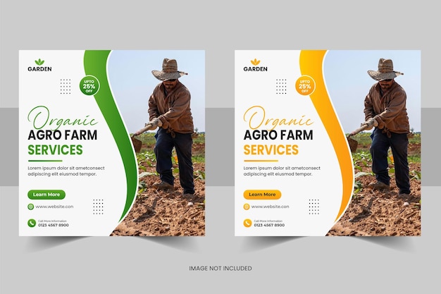 Inteligentne rolnictwo i usługi rolnictwa ekologicznego w mediach społecznościowych post szablon banera