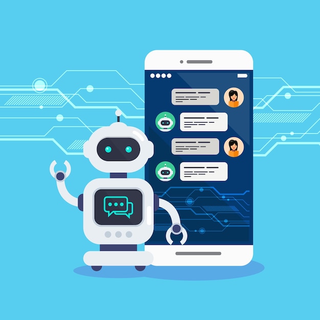 Inteligentny bot czatu Ai komunikuje się z człowiekiem