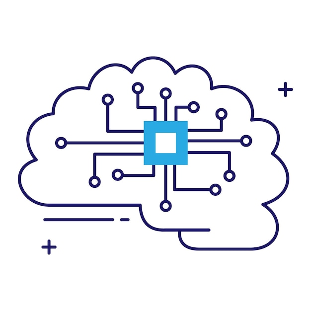 Inteligentny mózg i inteligencja cyfrowa Vector Icon Design AI mózg sztuczna inteligencja mózg