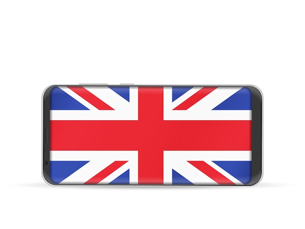 Inteligentny telefon z flagą Wielkiej Brytanii