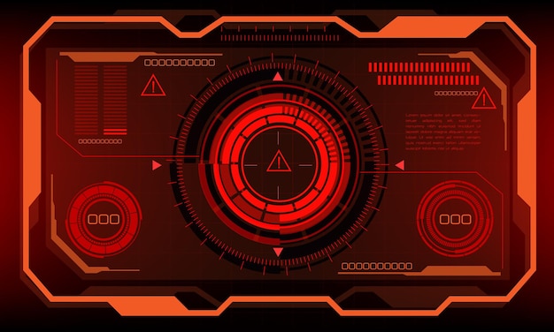 Interfejs Hud Scifi Ekran Czerwony Ostrzeżenie O Niebezpieczeństwie Projekt Wirtualny Futurystyczny Wektor Wyświetlania Technologii