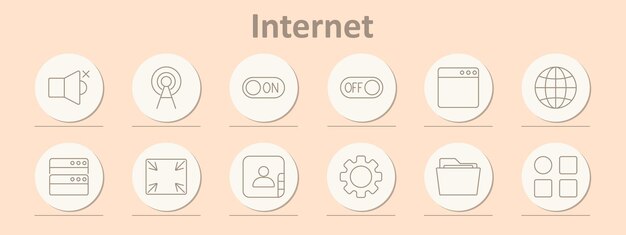 Internet ustawić ikonę wyciszyć antenę na wyłączonej przeglądarce globe profil serwera sprzęt folder aplikacje odpowiednie dla usług online narzędzia przeglądania stron internetowych łączność internetowa konfiguracje sieci cyfrowych