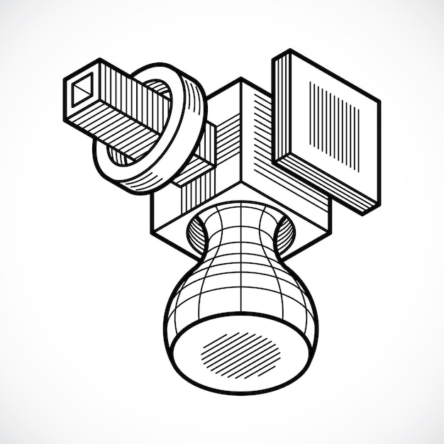Plik wektorowy inżynieria abstrakcyjny kształt, wielokątna postać 3d wektor.