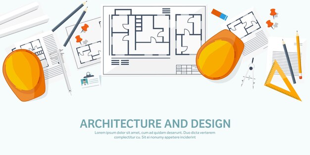 Inżynieria I Architektura Ilustracja Wektorowa Rysunek I Projekt Architektoniczny Budowlany