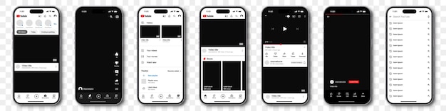 Iphone 14 pro z makietą aplikacji Youtube na ekranie szablonu interfejsu Youtube