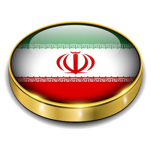 Iran Flaga Iranu 3D wektor przycisku