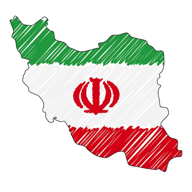 Iran Mapa Ręcznie Rysowane Szkic Wektor Ilustracja Koncepcja Flaga Dzieci Rysunek Mapę Bazgrołów Mapa Kraju Dla Infografiki Broszury I Prezentacje Na Białym Tle Ilustracji Wektorowych