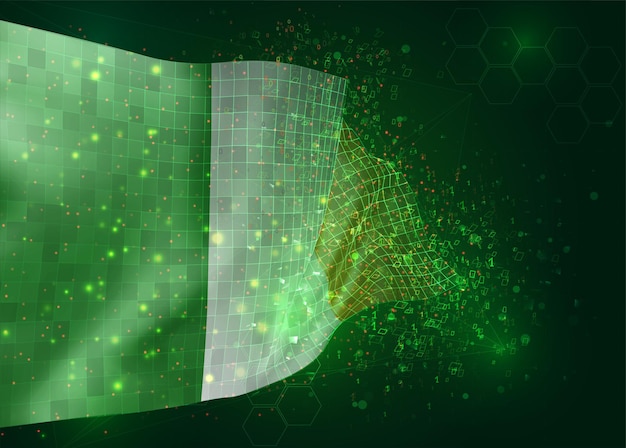 Irlandia, na wektor 3d flaga na zielonym tle z wielokątami i numerami danych
