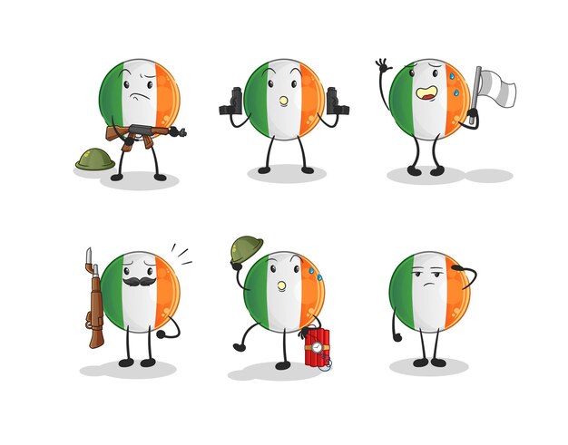 Irlandzka Flaga Wojska Charakter Kreskówka Maskotka Wektor
