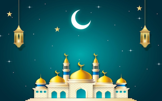 Islamska arabska latarnia święta Ramadanu ilustracja tła