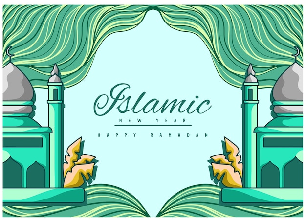 Islamska Ilustracja Szczęśliwego Nowego Roku Ramadan