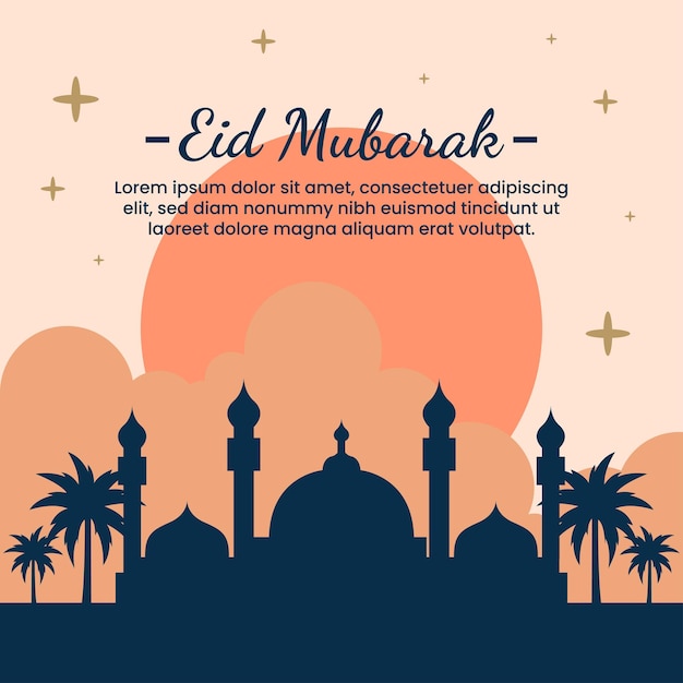 Islamska Koncepcja Ilustracyjna Projektu Dla Happy Eid Mubarak Lub Ramadan Powitanie Z Postaciami Ludzi