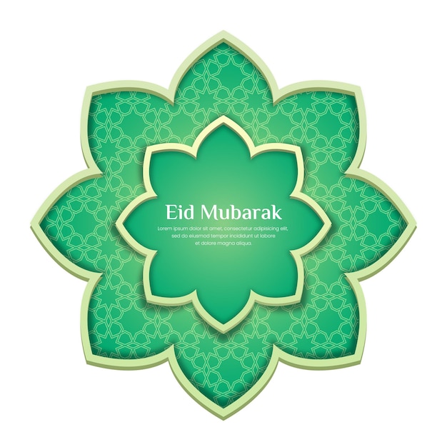 Islamska Zielone Tło Z Pięknymi Geometrycznymi Ornamentami Kartkę Z życzeniami Eid Mubarak
