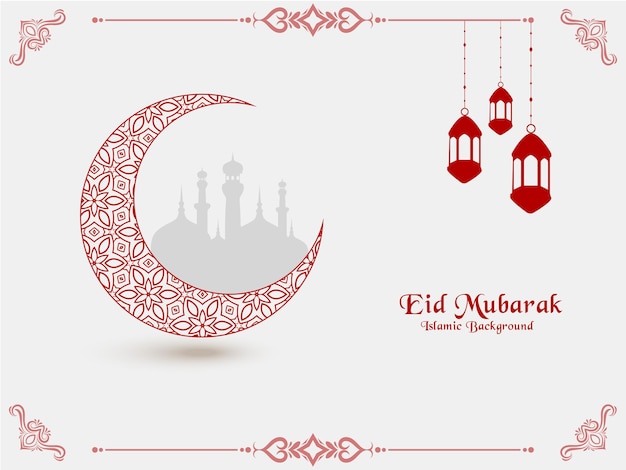 Islamski Festiwal Abstrakcyjny Eid Mubarak Z Półksiężycem I Islamskim Wzorem
