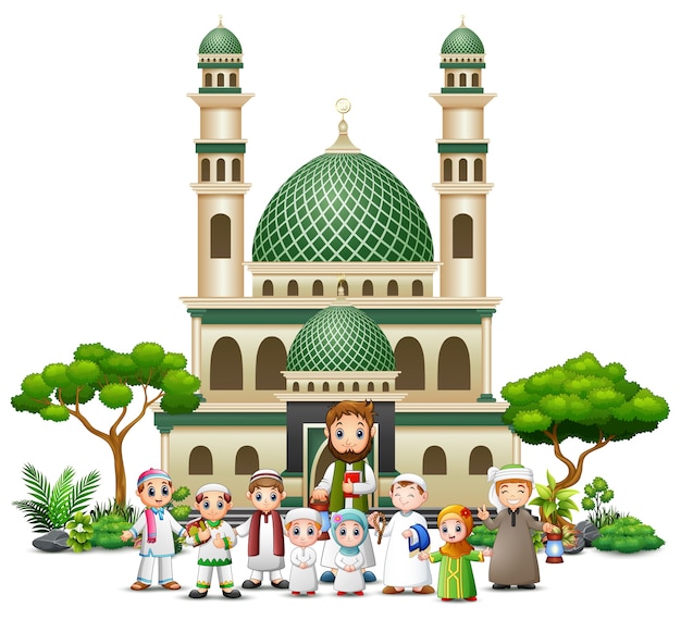 Islamski Meczetowy Budynek Z Zieloną Rośliną