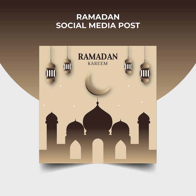 Islamski Piękny Ramadan Kareem Celebration Social Media Post Szablon Wektor Projektu