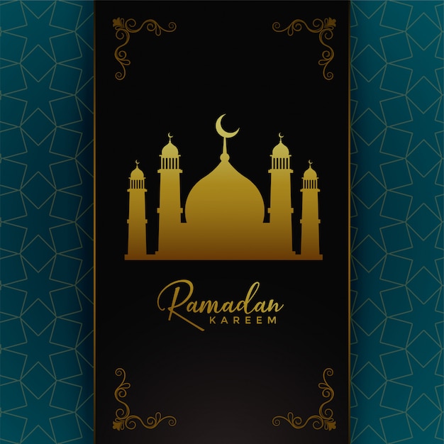 Islamski Ramadan Kareem Projekt Karty Ze Złotym Meczetem