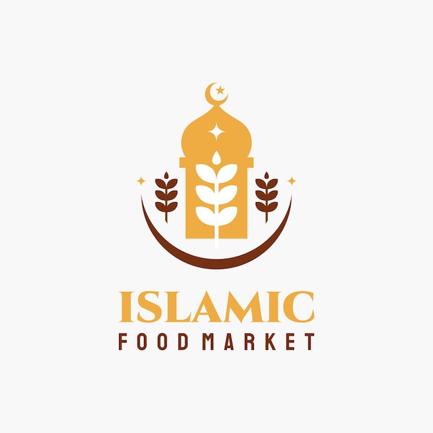 Islamski Rynek żywności Projektuje Logo Koncepcja Wektor Symbol Ikona