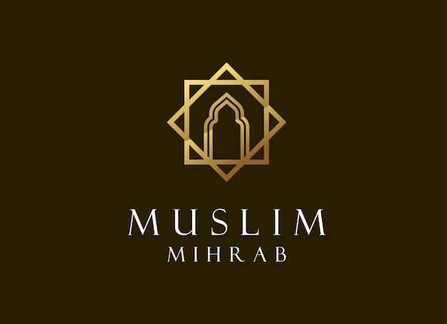 Plik wektorowy islamski szablon logo szablon projektu logo wstążki muzułmańskiej kopuły pałacu luksusowy meczet z kopułą ze złotej wieży