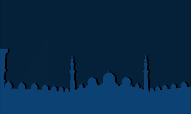 Plik wektorowy islamskie niebieskie tło z ilustracji meczetu i miejsca kopiowania tekstu wektor lanscape