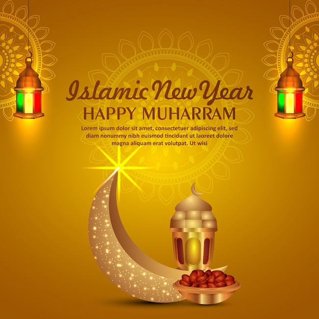 Islamskie Obchody Nowego Roku Ze Złotym Księżycem I Latarnią