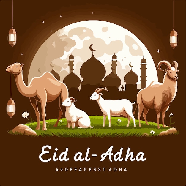 Plik wektorowy islamskie święto eid aladha mubarak świętowanie wektorowe ilustracja religijnego muzułmańskiego święta