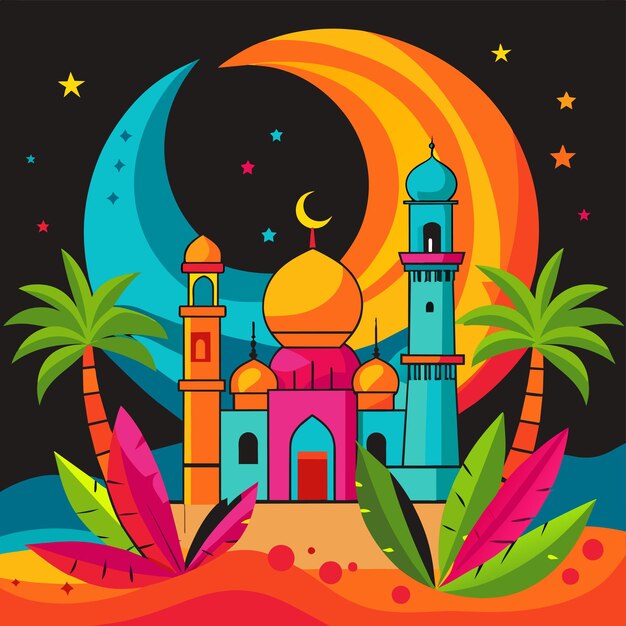 Plik wektorowy islamskie święto ramadanu impreza iftar ręcznie narysowana maskotka postać kreskówkowa naklejka ikonka koncepcja