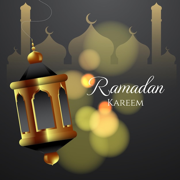islamskie tło z latarnią i efektem bokeh ramadan kareem projekt wektorowy