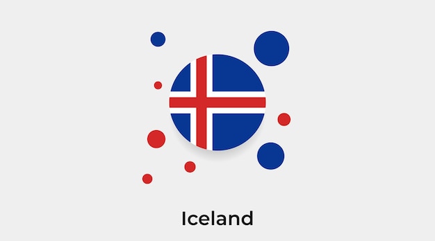Islandia Flaga Bańka Koło Okrągły Kształt Ikona Ilustracja Wektorowa