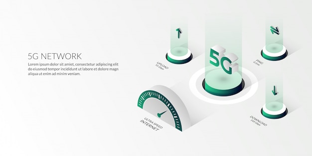 Isometric 5g Network Technology Ultra Szybki Internet