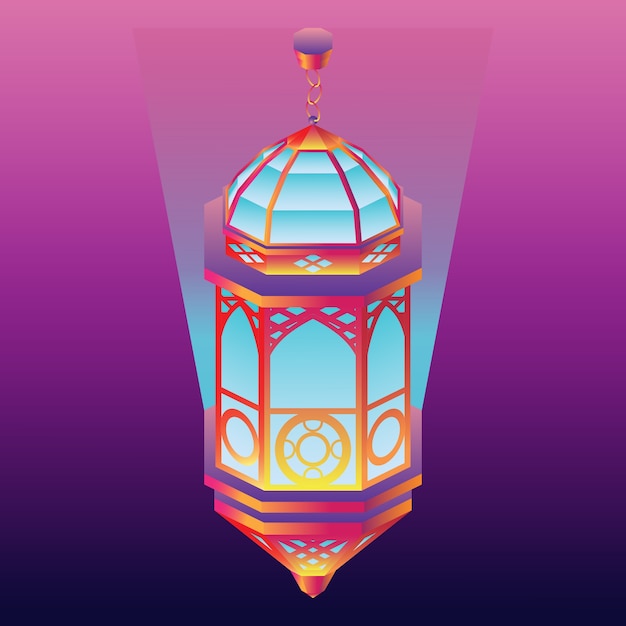 Plik wektorowy isometric gradient arabski lampion