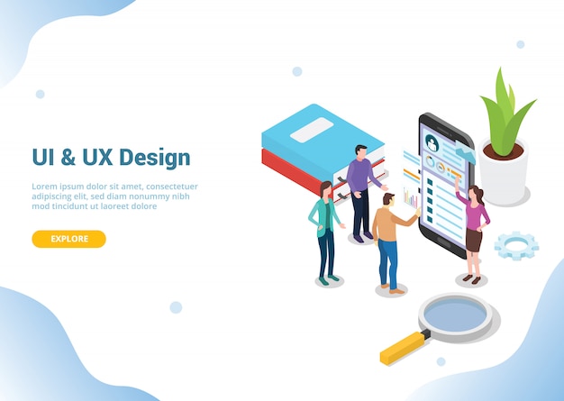 Isometric Ui Ux Designer Dla Szablonu Strony