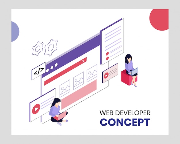 Isometric Web Developer Concept