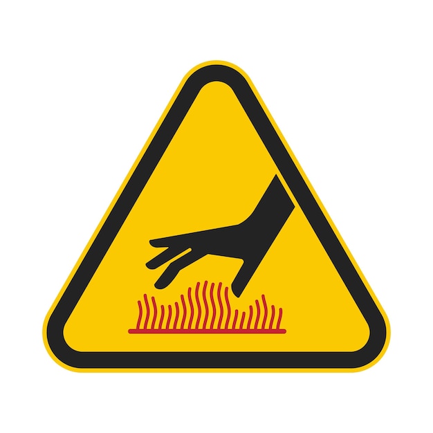 Plik wektorowy izolowana ikona gorącej powierzchni z ilustracją ręki i czerwonego ognia dla nie dotykaj sig niebezpieczeństwa bezpieczeństwa