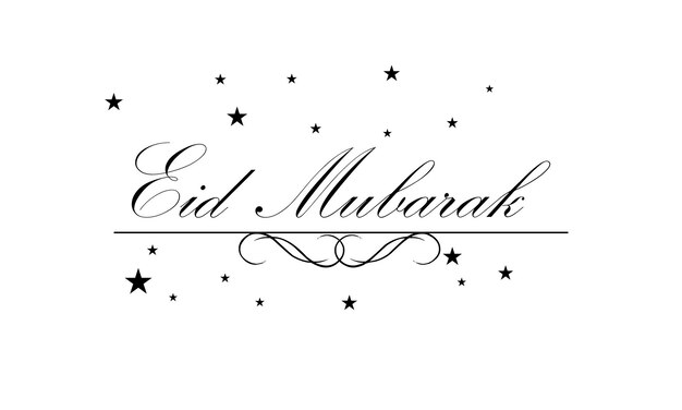 Plik wektorowy izolowana kaligrafia szczęśliwego eid mubarak w kolorze czarnym