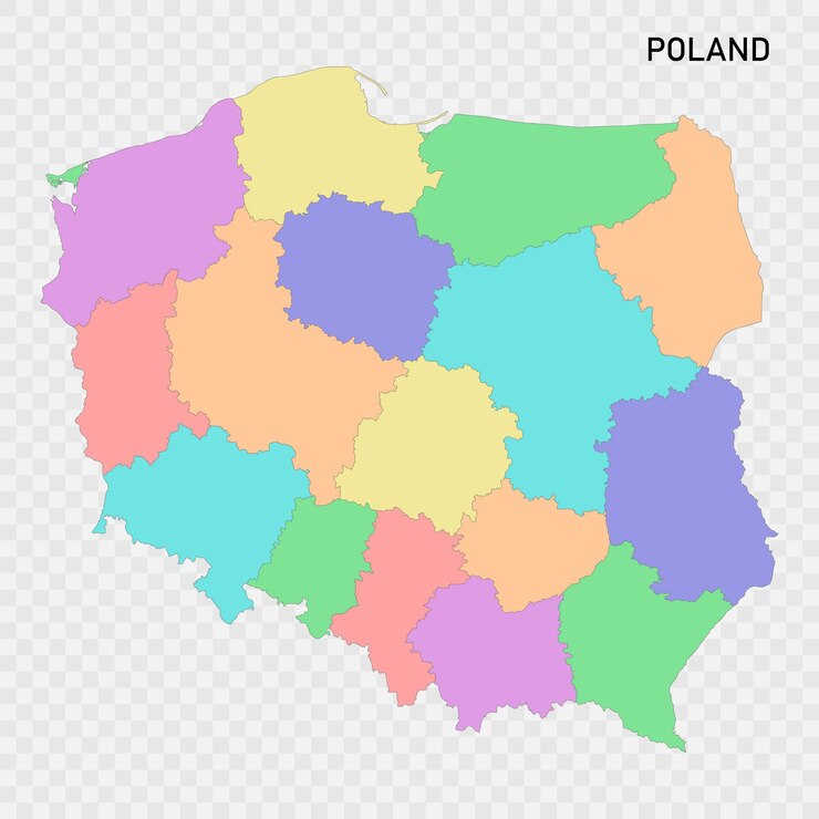 Izolowana kolorowa mapa Polski