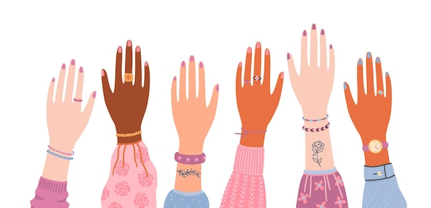 Izolowane Llustration Z Rąk Kobiet Koncepcja Projektu Wektora Na Międzynarodowy Dzień Kobiet I Inne