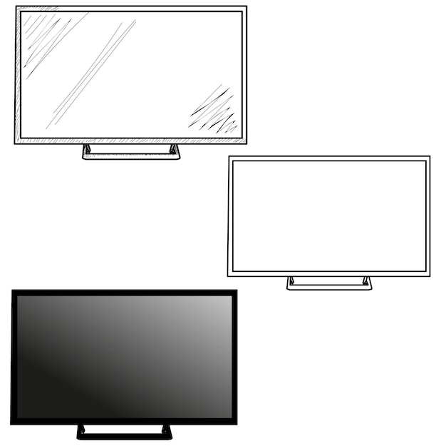 Izolowany kontur telewizora i szkic