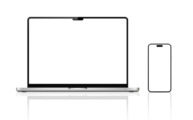 Izolowany laptop i smartfon z pustym ekranem