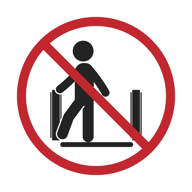 Plik wektorowy izolowany znak zakazu szczypania nogi na schodach ruchomych dla znaku bezpieczeństwa 