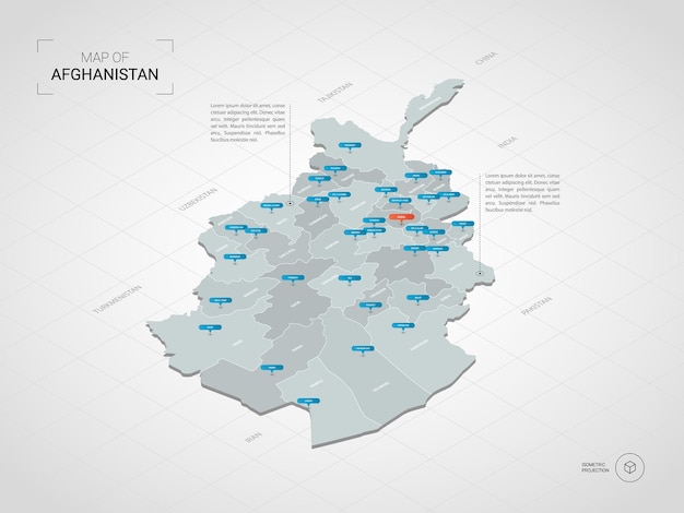 Izometryczna Mapa Afganistanu.