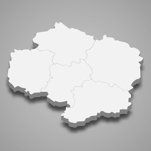 izometryczna mapa Wysociny to region Republiki Czeskiej