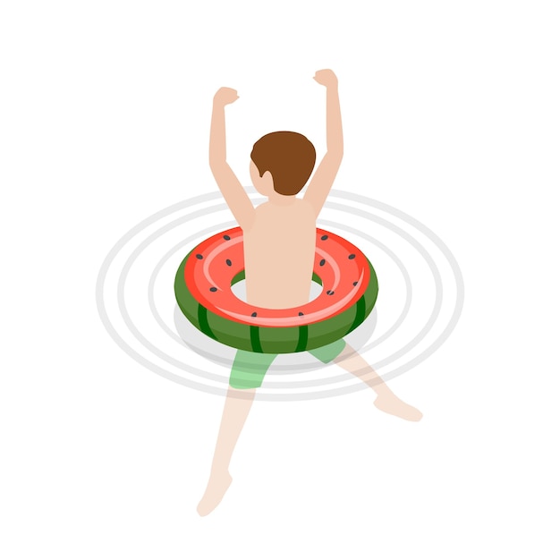 Plik wektorowy izometryczna, płaska ilustracja wektorowa letnich zajęć na basenie w kurorcie plażowym, element zabawy