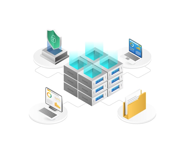 Izometryczne Cloud Computing Concept Ilustracja wektorowa Cloud Computing