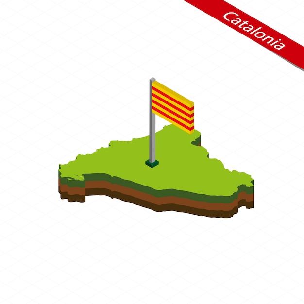 Plik wektorowy izometryczne mapa katalonii i flaga ilustracja wektorowa