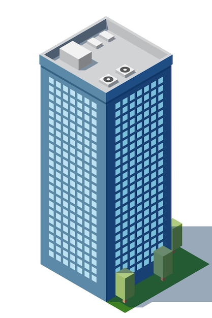 Izometryczny budynek miejski Izometryczny nowoczesny budynek drapacz chmur budynek lub biuro biznesowe Ilustracja wektorowa